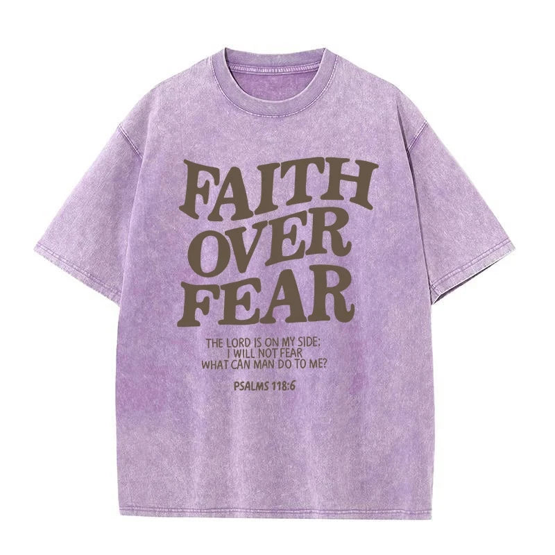 FAITH over FEAR Letter Slogan T-Shirts for Women Men Popular Positive Quotes T Shirts Christianity Jesus Gift Cotton Tees Tops