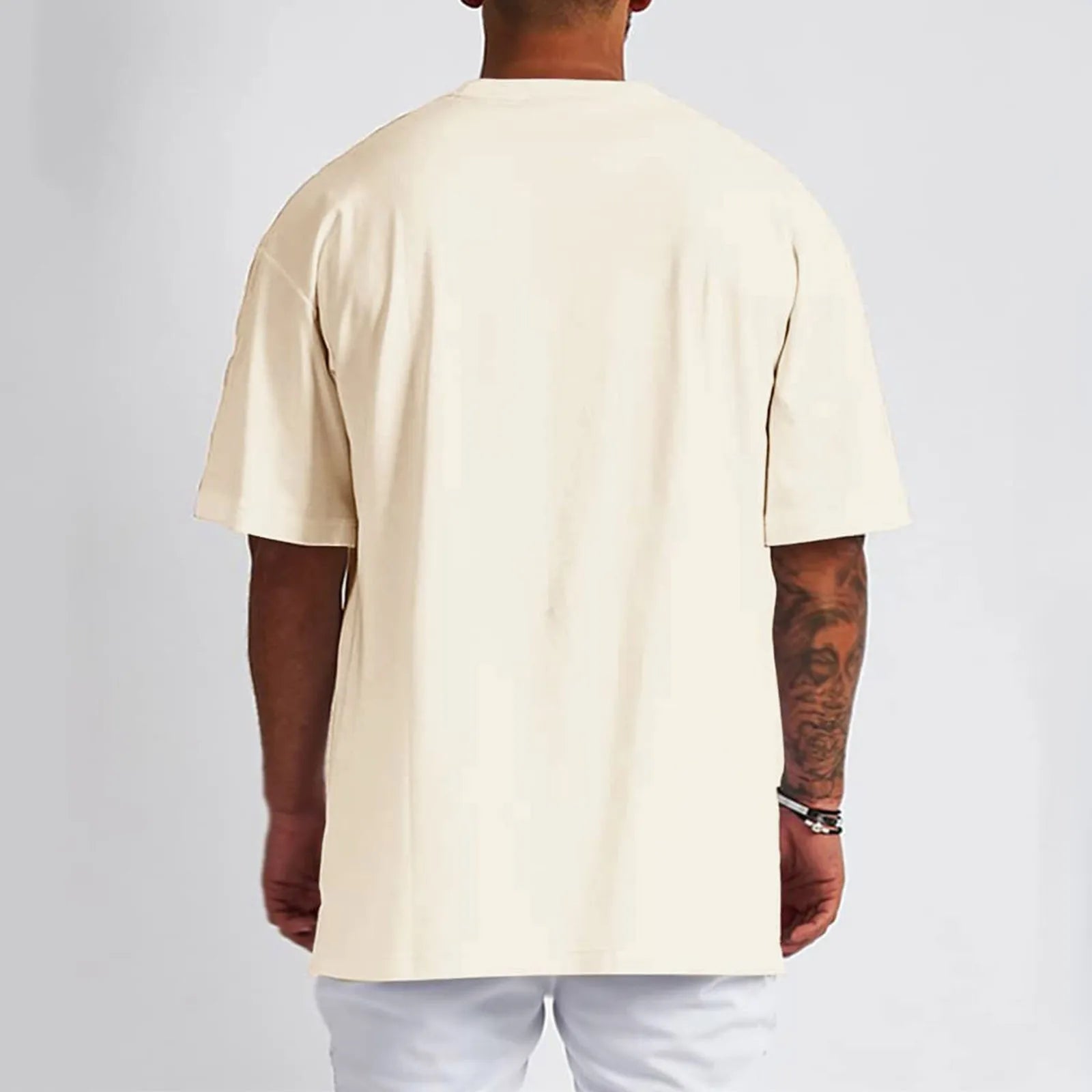 Men Summer Pure Cotton Shirt Oversized Shirt Solid Color Large Size Short Sleeve round Shoulder Sleeve Top Summer Washed T Shirt