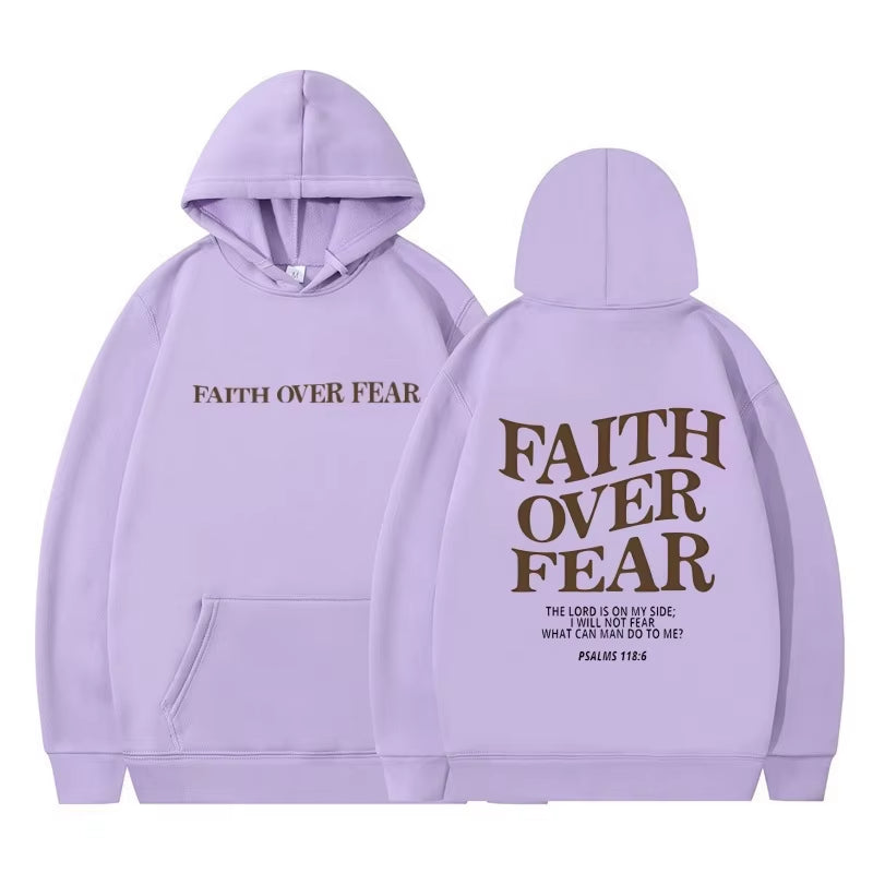 Faith over Fear Christian Hoodie Christian Sweatshirt Jesus Hoodie Trendy Hoodie Bible Verse Shirt Unisex Aesthetic Clothes