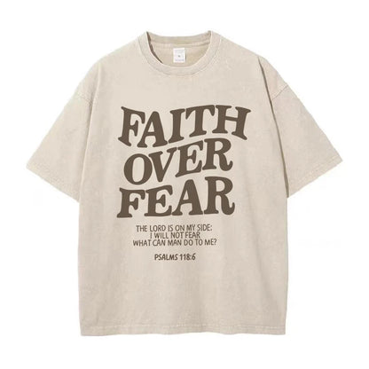 FAITH over FEAR Letter Slogan T-Shirts for Women Men Popular Positive Quotes T Shirts Christianity Jesus Gift Cotton Tees Tops