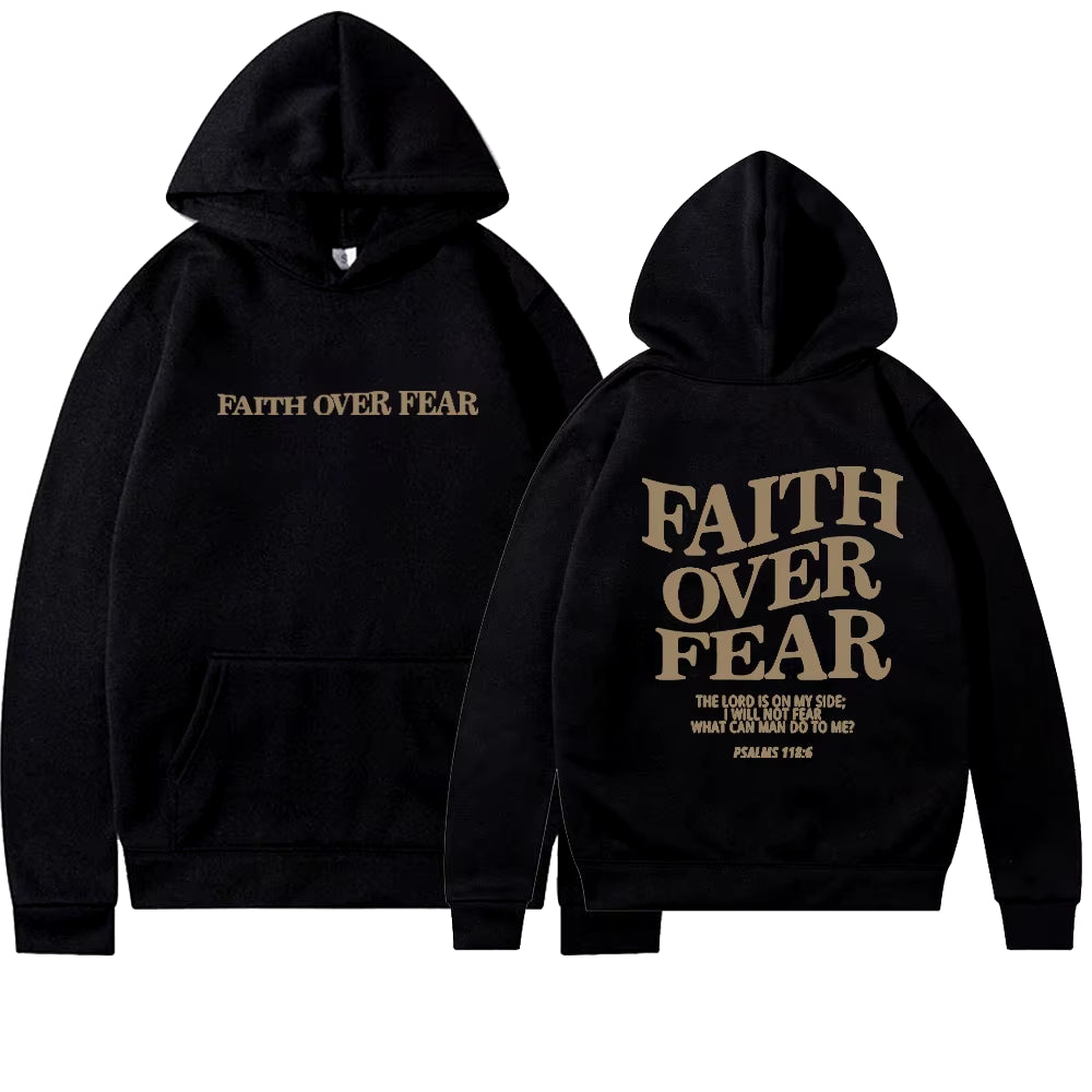 Faith over Fear Christian Hoodie Christian Sweatshirt Jesus Hoodie Trendy Hoodie Bible Verse Shirt Unisex Aesthetic Clothes