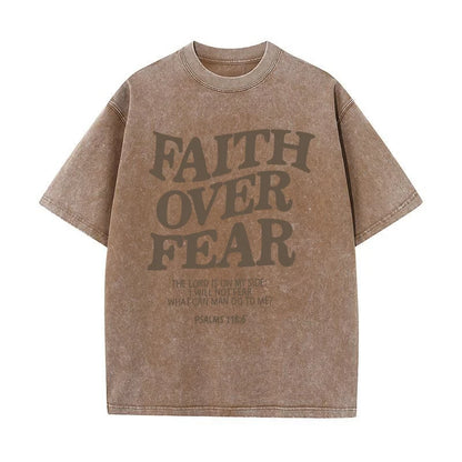 FAITH over FEAR Letter Slogan T-Shirts for Women Men Popular Positive Quotes T Shirts Christianity Jesus Gift Cotton Tees Tops